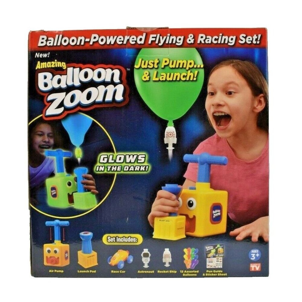 Ontel Amazing Balloon Zoom Glow in the Dark Flying and Racing Set (New)